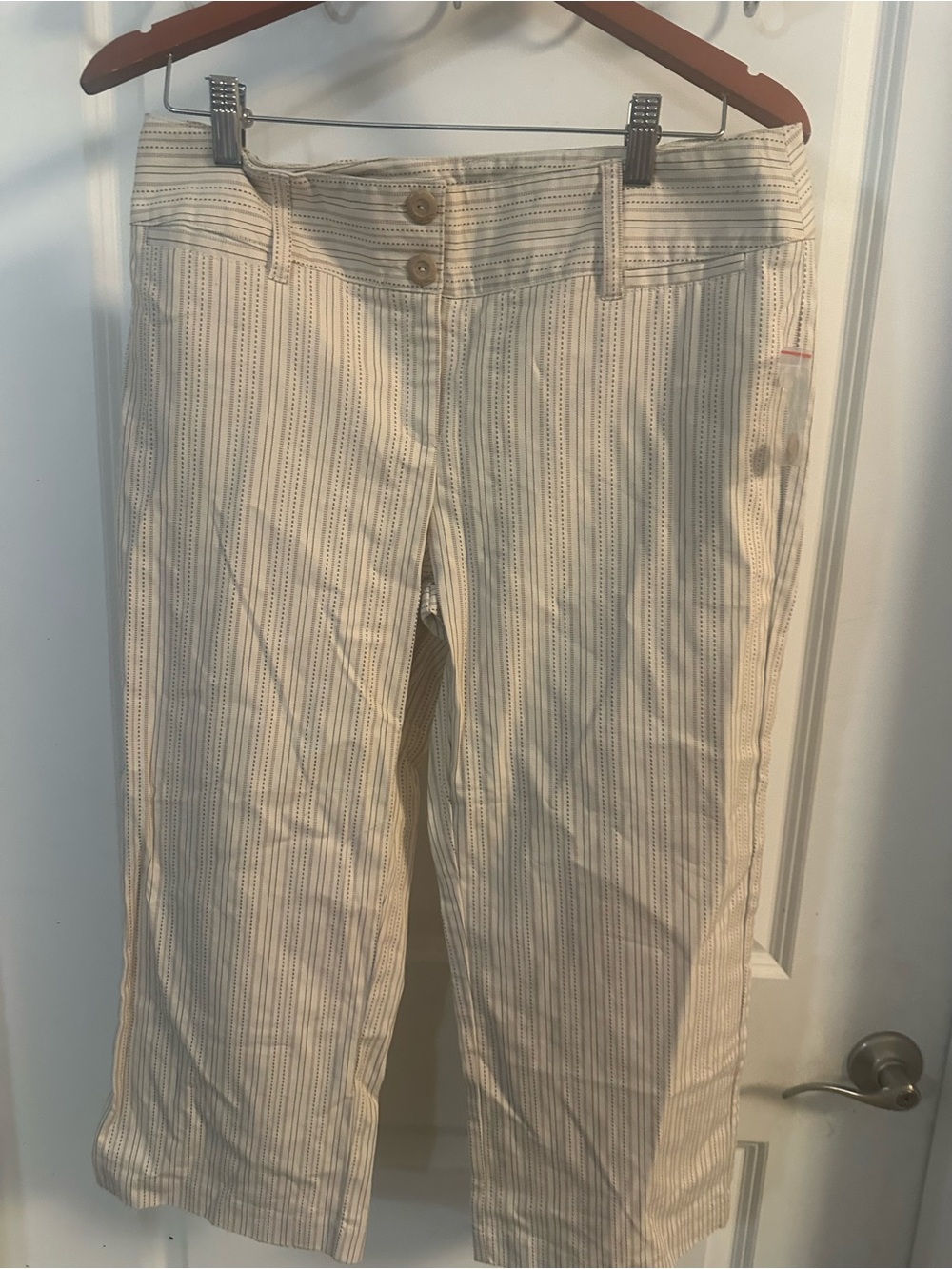 Cato Cream Striped Ankle Jeans